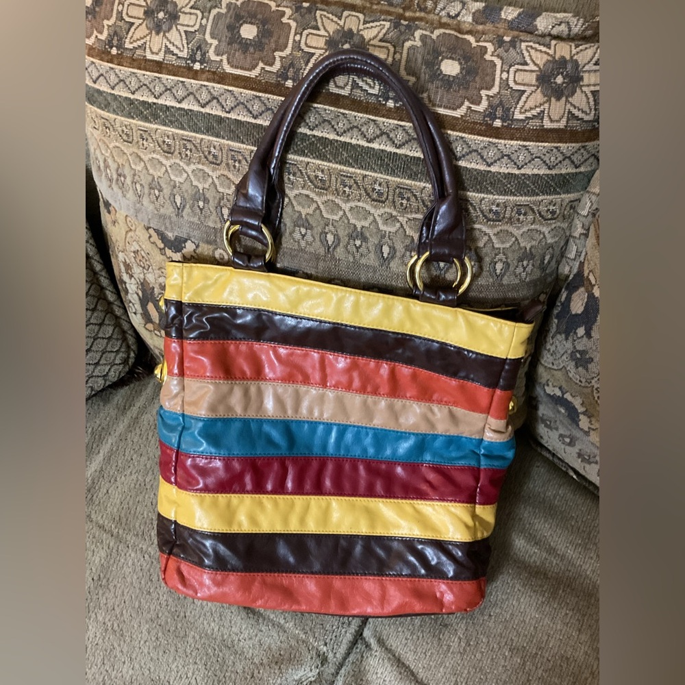 Aldo multicolor striped purse handbag,  gold hardware Double  Handles Hobo GUC